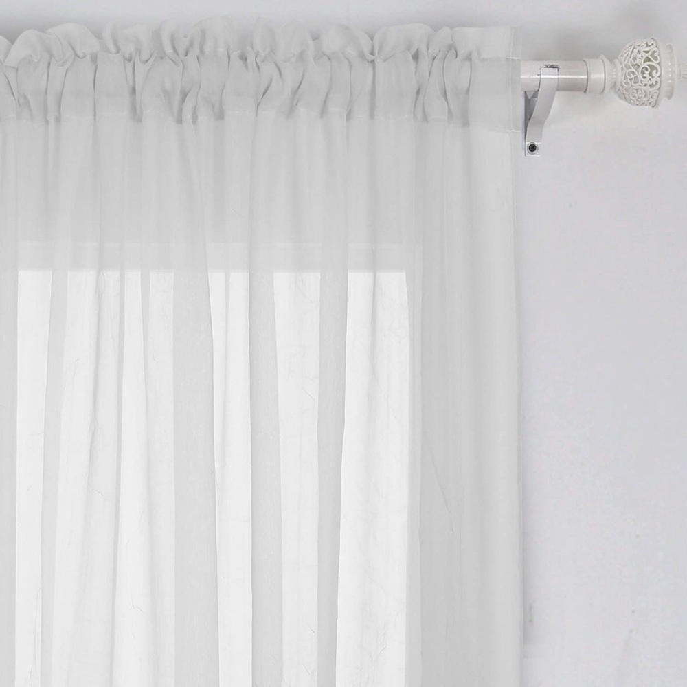 6 piece Sheer White Crinkled Curtains